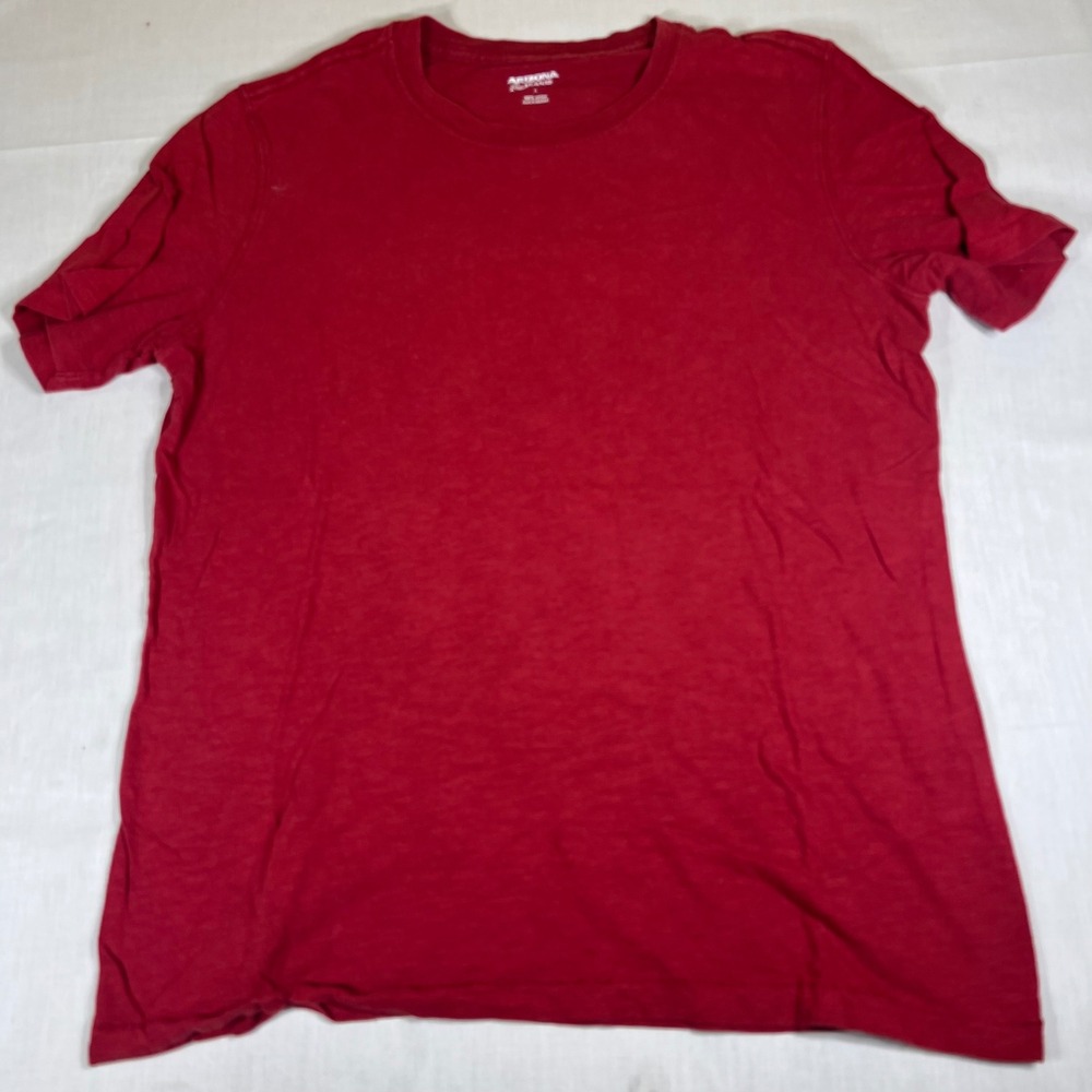 Arizona Jean Co Mens Red Short Sleeve Crew Neck Cotton T-Shirt Size L Slub Tee
